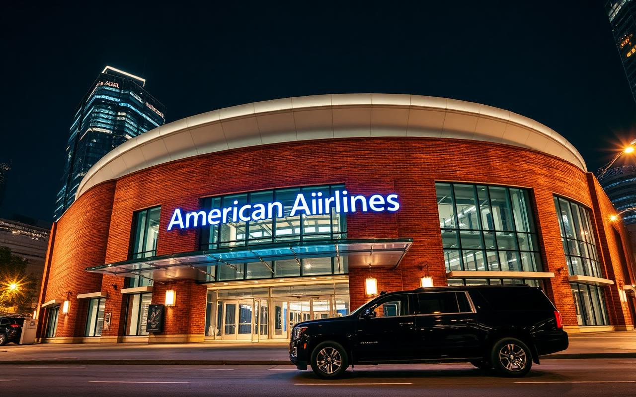 Black Suburban at American Airlines Center in downtown Dallas before a Mavericks or Stars game